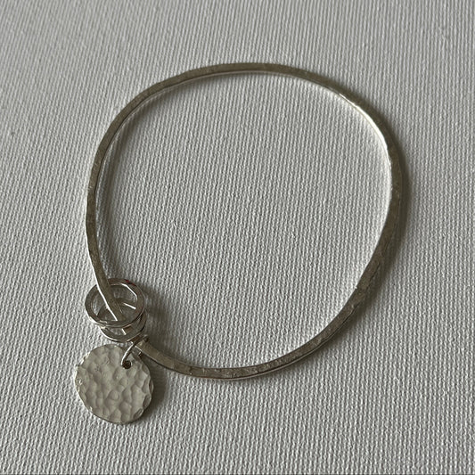 Recycled Silver Pebble Charm Bangle