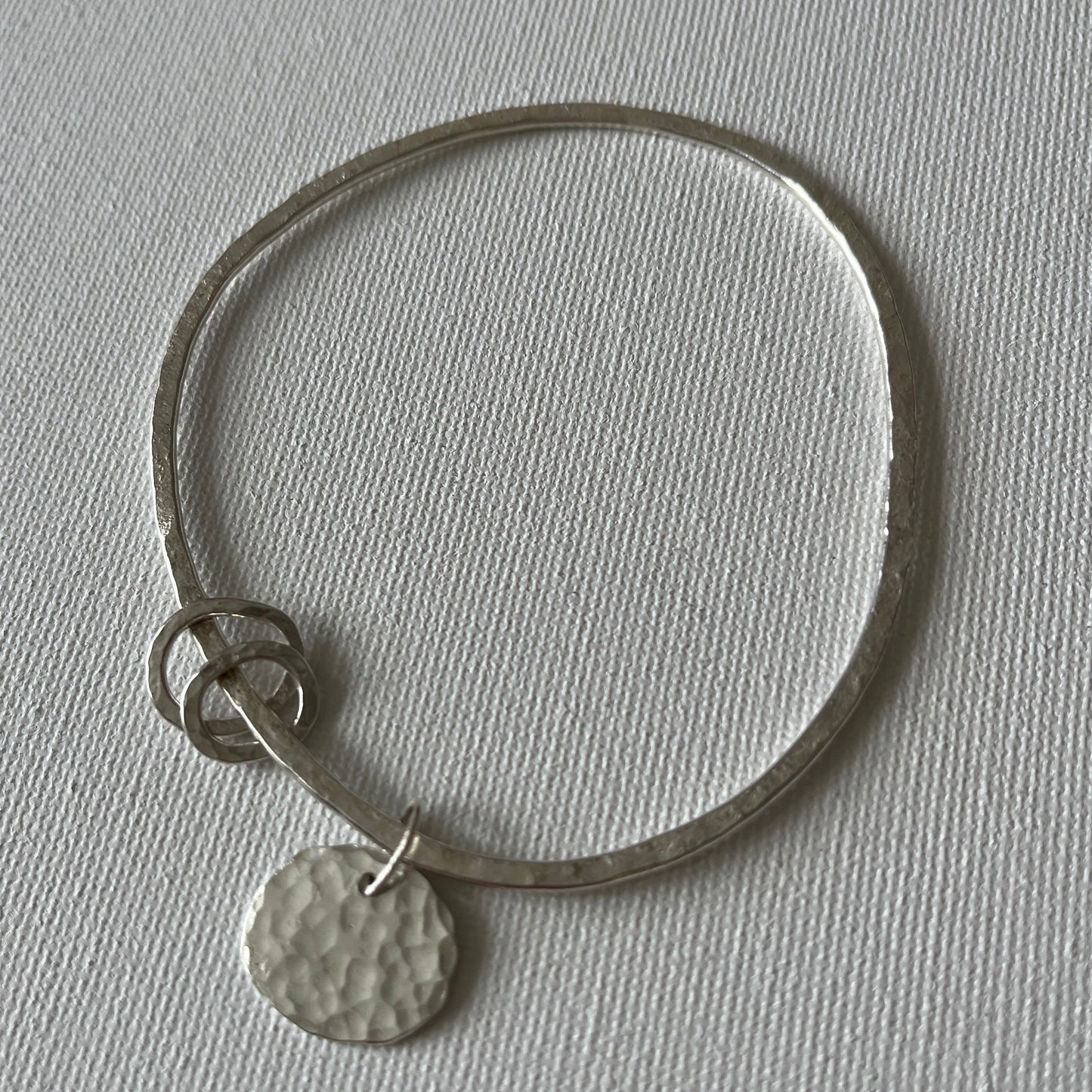 Recycled Silver Pebble Charm Bangle