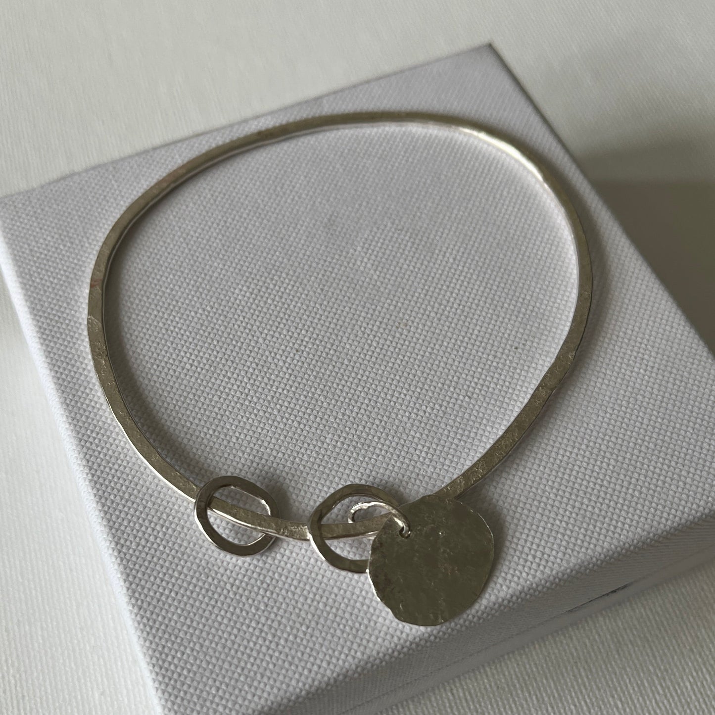 Recycled Silver Pebble Charm Bangle