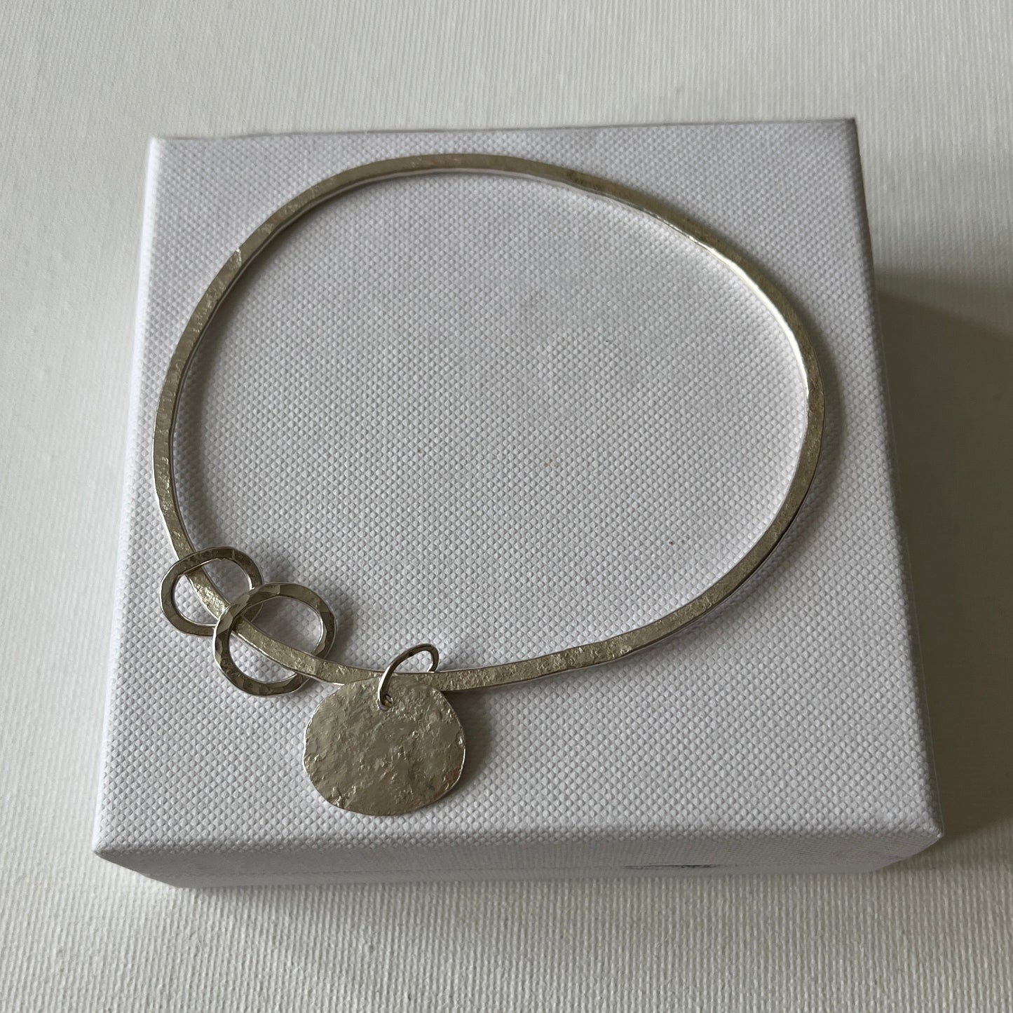 Recycled Silver Pebble Charm Bangle