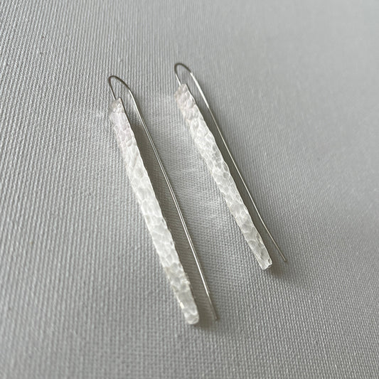 Hammered Silver Shard Drop Earrings