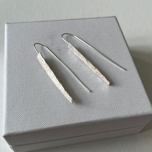Hammered Silver Shard Drop Earrings