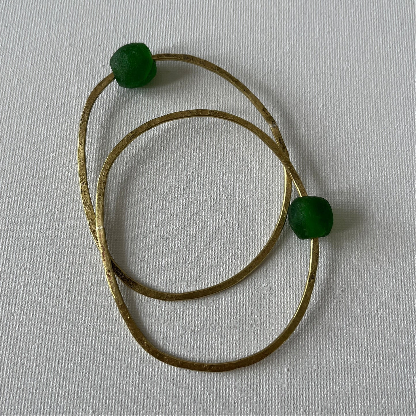Brass Bangle with Recycled Glass Bead