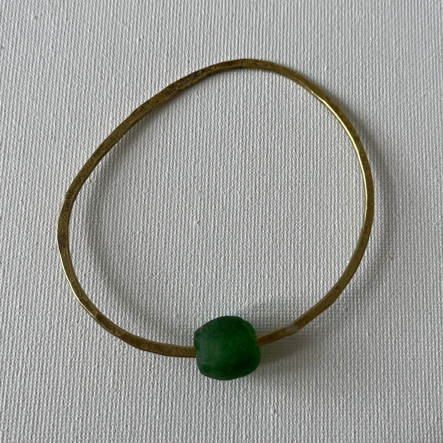 Brass Bangle with Recycled Glass Bead