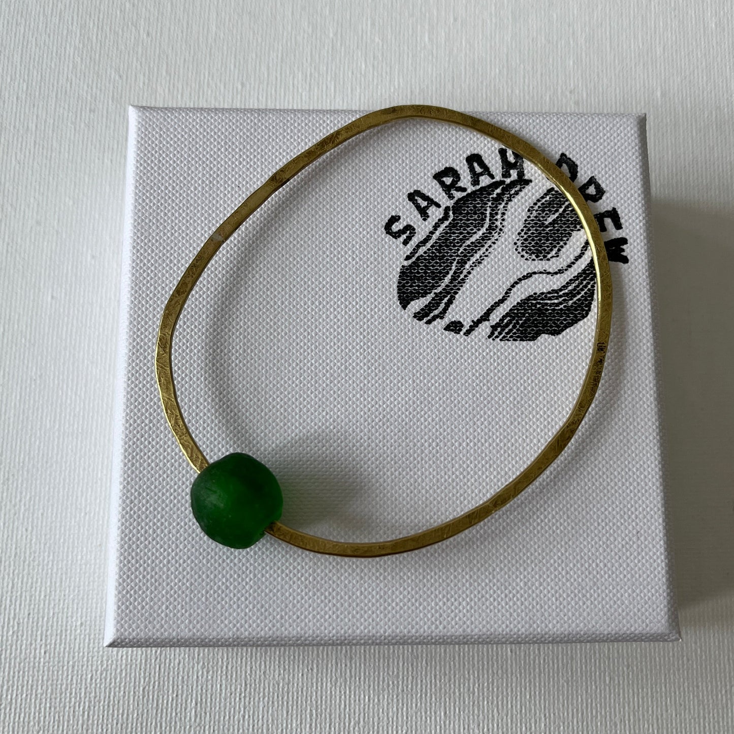 Brass Bangle with Recycled Glass Bead