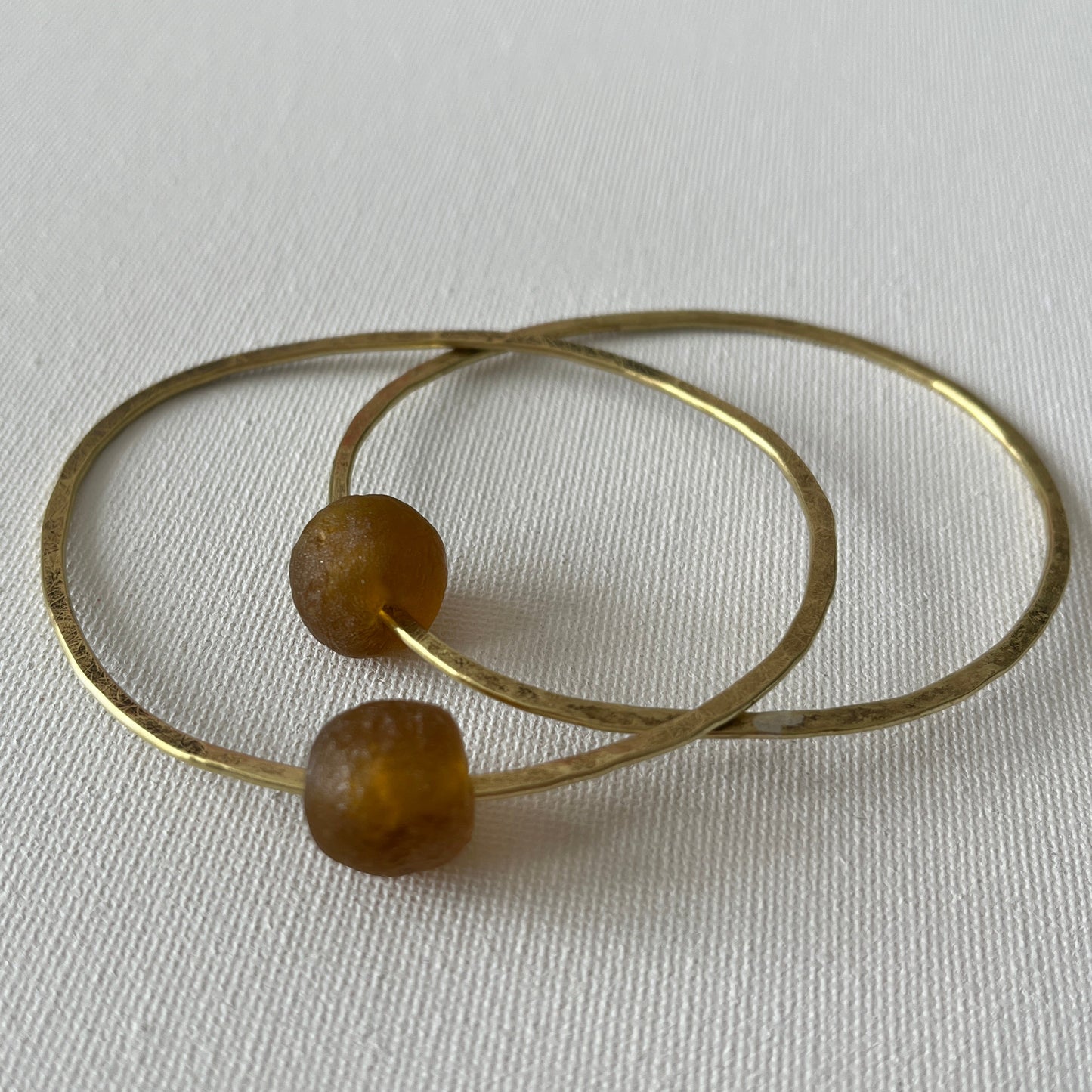 Brass Bangle with Recycled Glass Bead