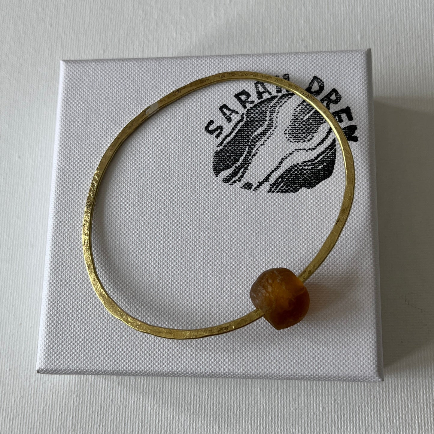 Brass Bangle with Recycled Glass Bead