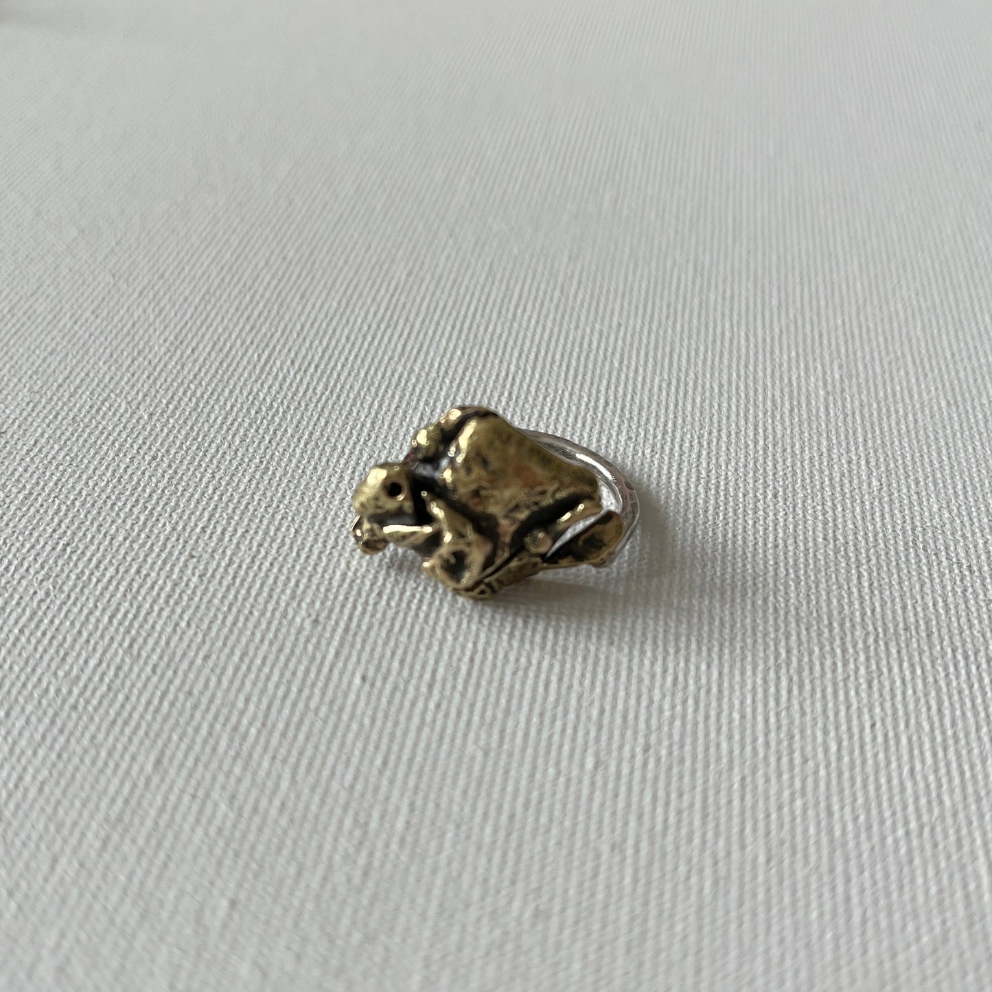 Silver Ring with Fused Brass