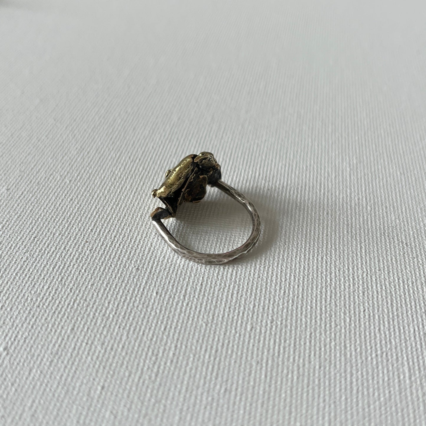 Silver Ring with Fused Brass
