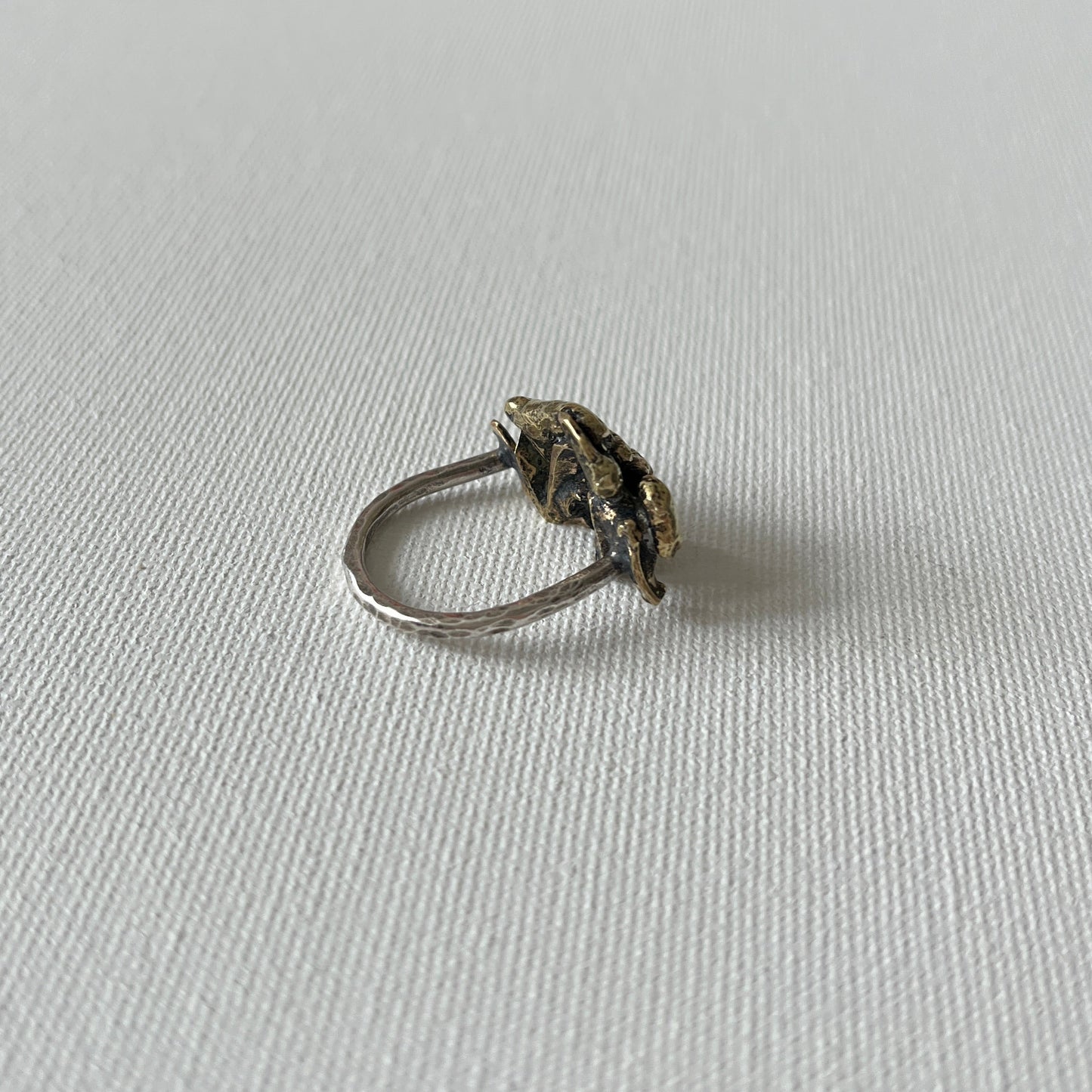Silver Ring with Fused Brass