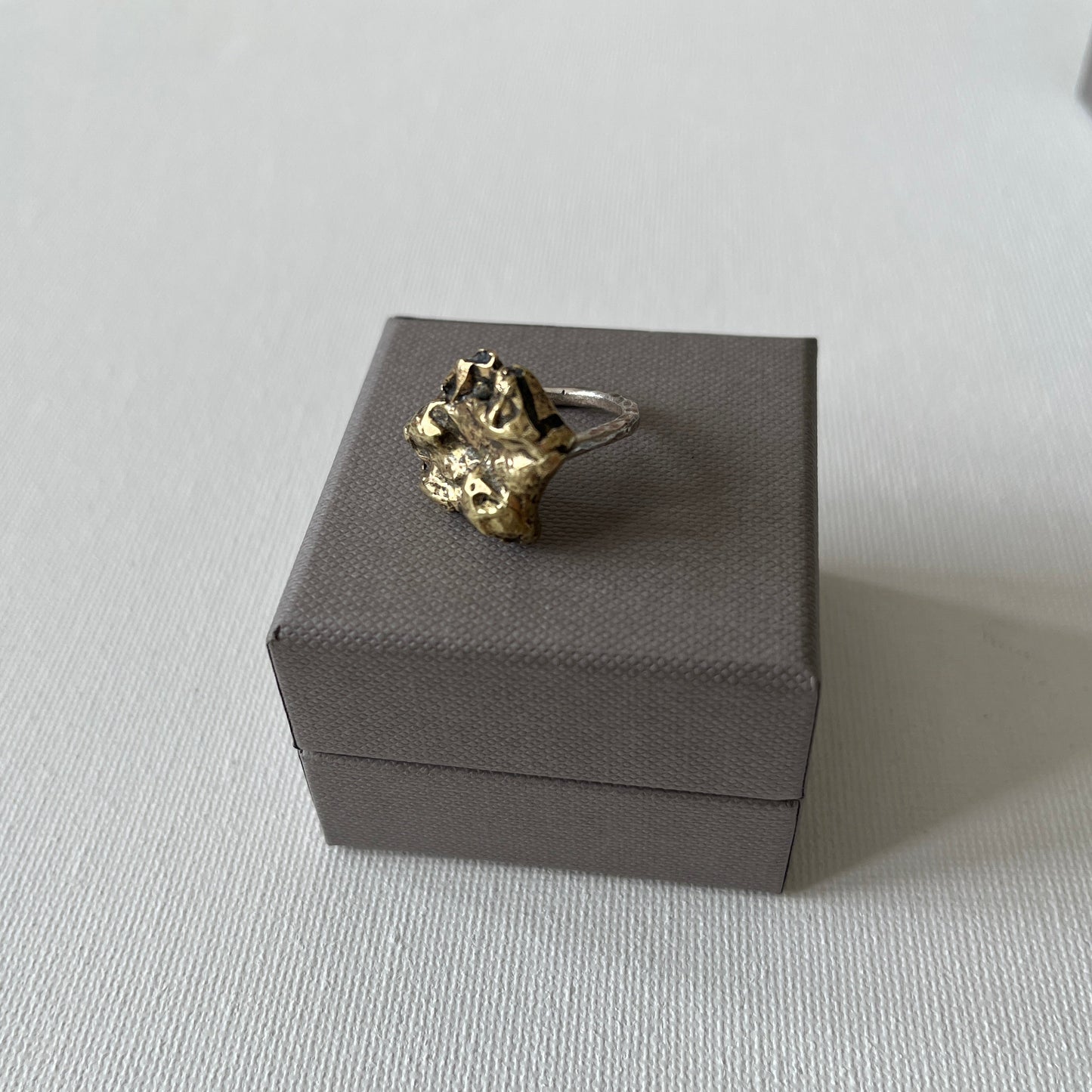 Silver Ring with Fused Brass