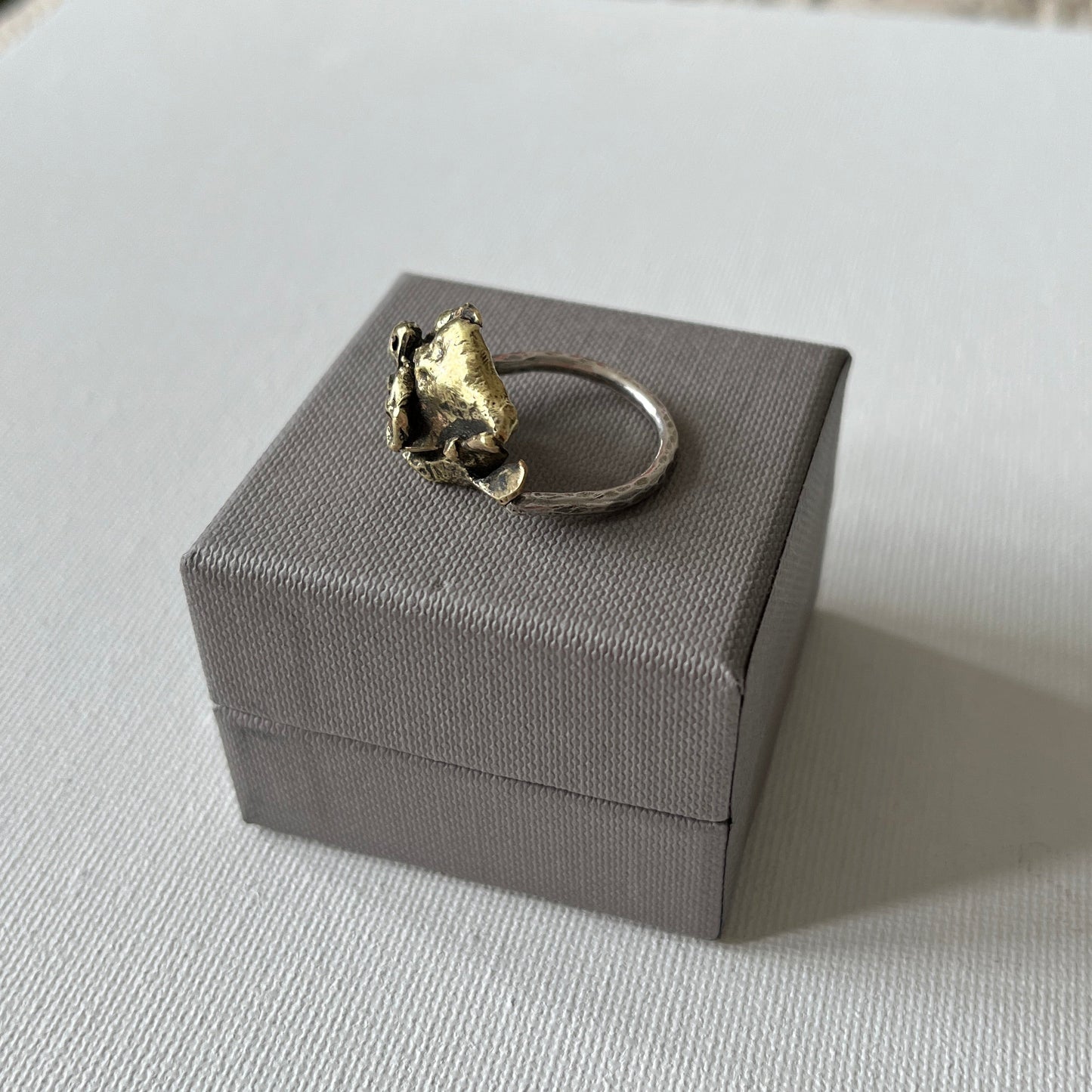 Silver Ring with Fused Brass