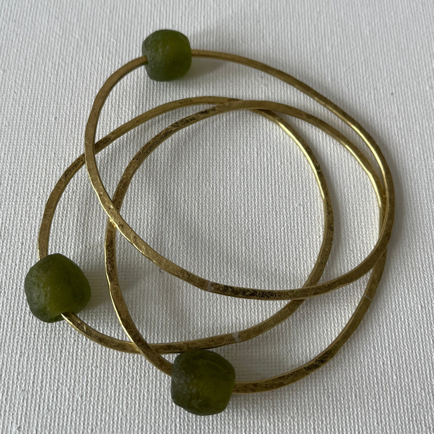 Brass Bangle with Recycled Glass Bead