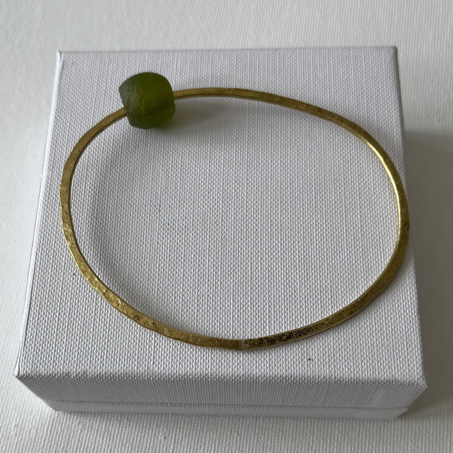 Brass Bangle with Recycled Glass Bead