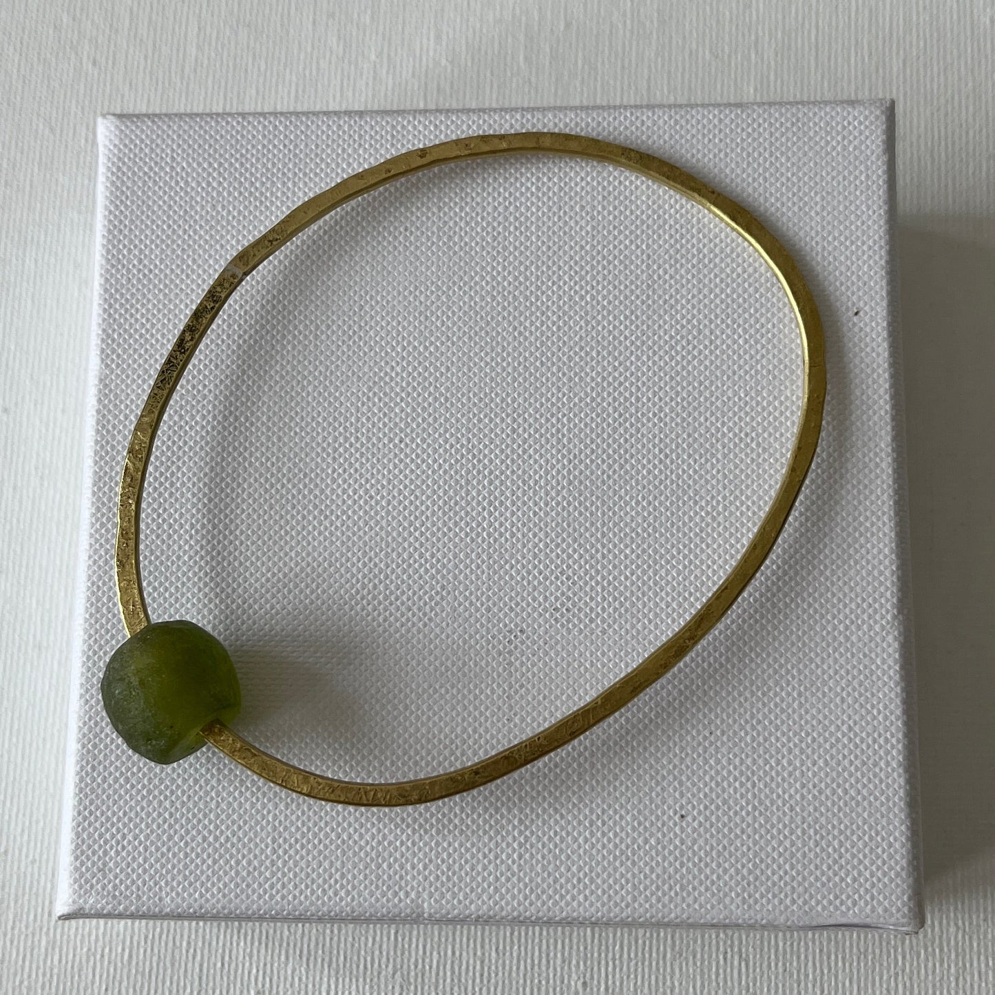 Brass Bangle with Recycled Glass Bead