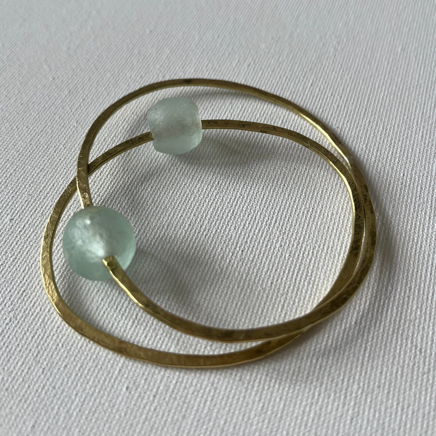 Brass Bangle with Recycled Glass Bead