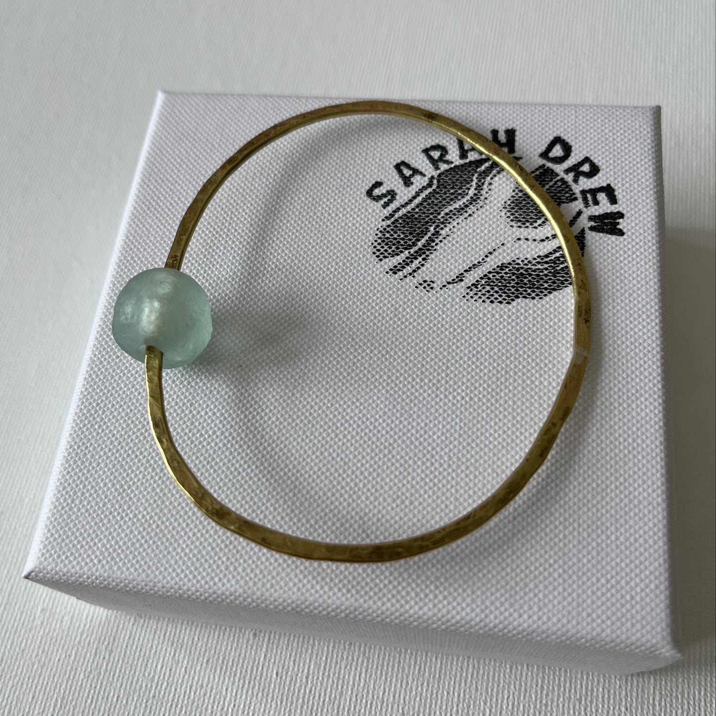 Brass Bangle with Recycled Glass Bead