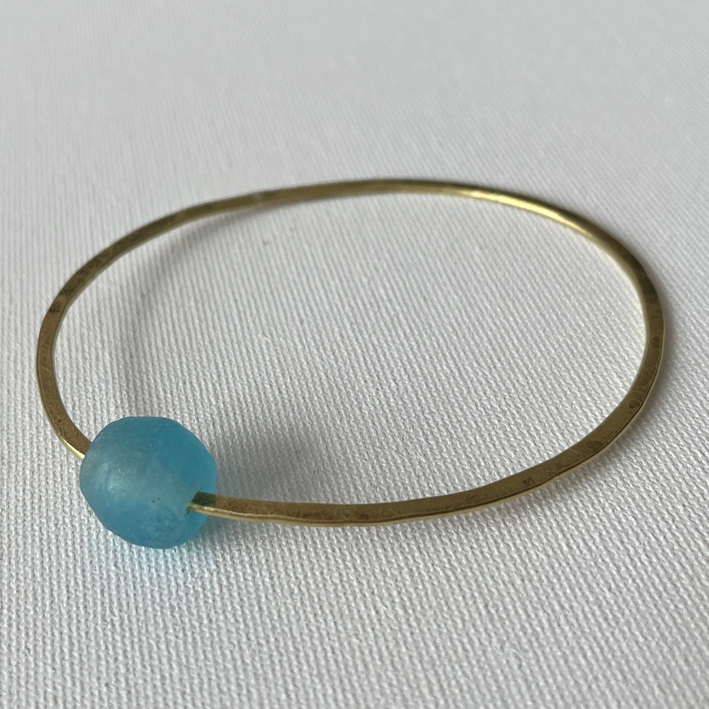Brass Bangle with Recycled Glass Bead