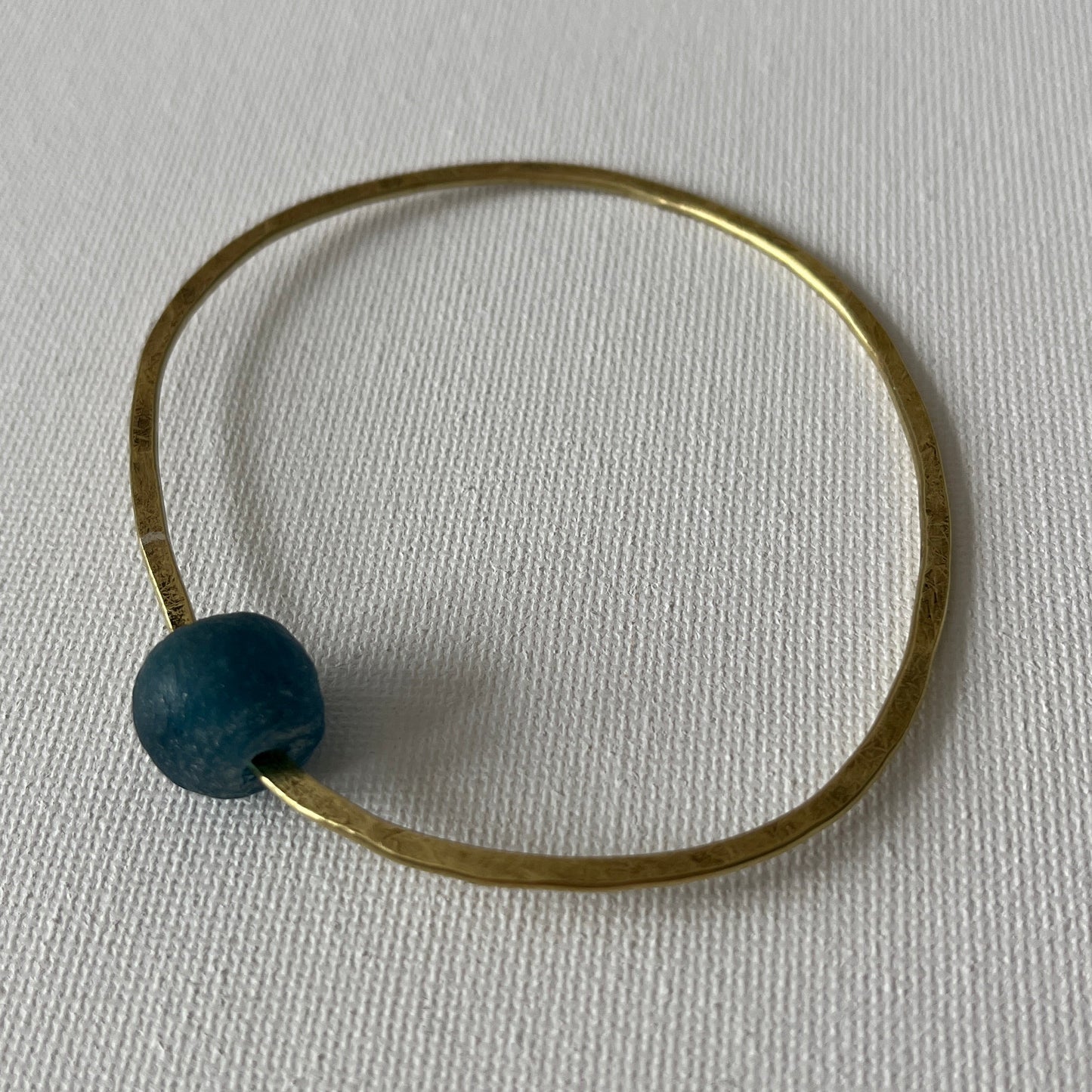 Brass Bangle with Recycled Glass Bead