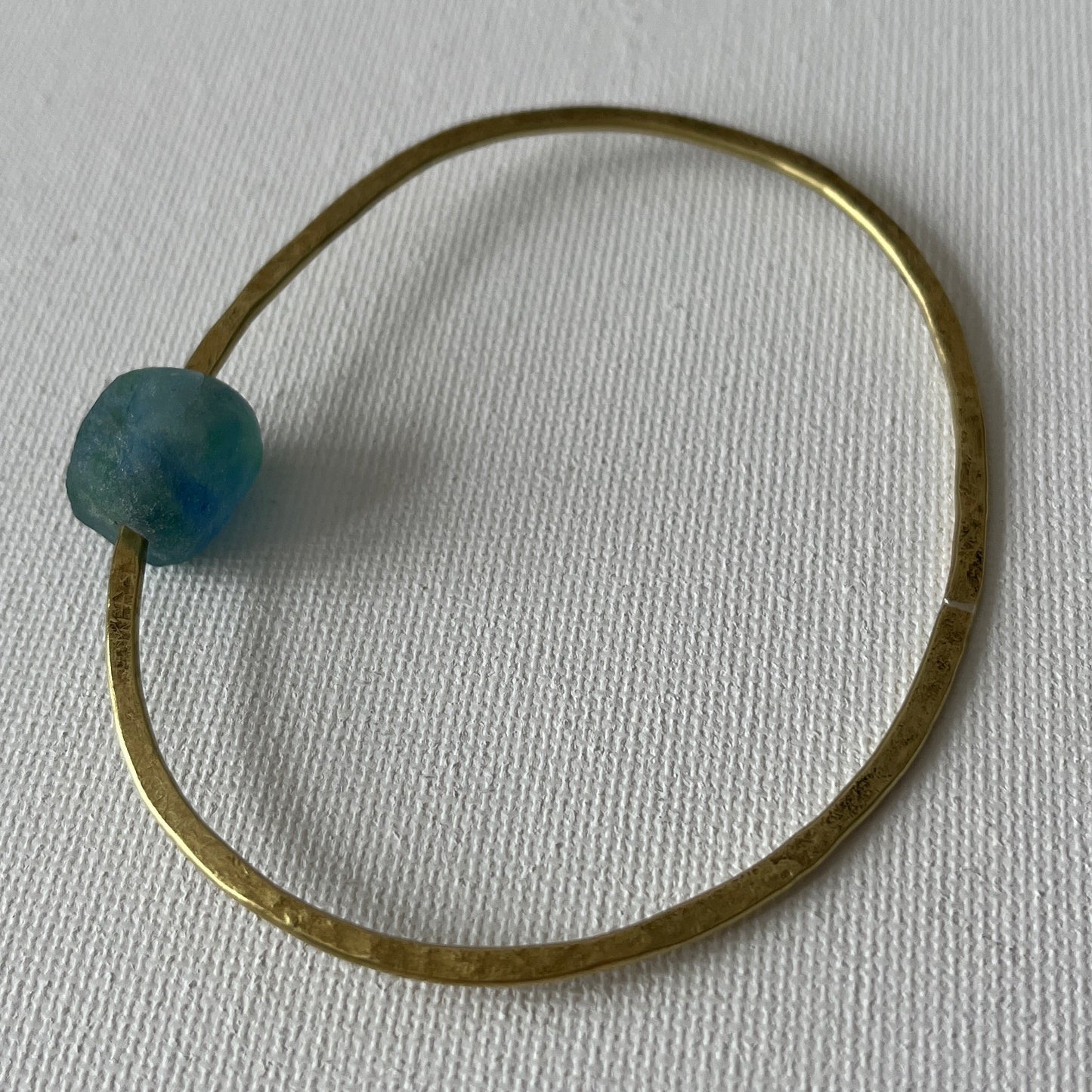 Brass Bangle with Recycled Glass Bead