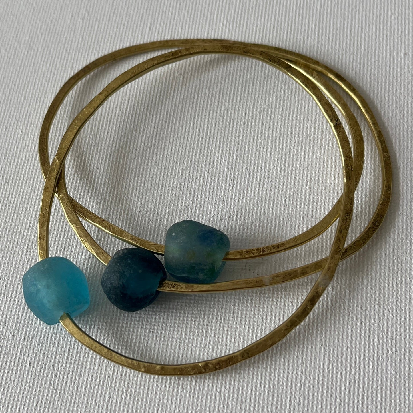 Brass Bangle with Recycled Glass Bead
