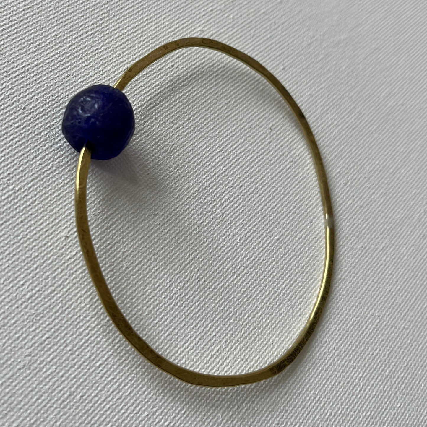 Brass Bangle with Recycled Glass Bead