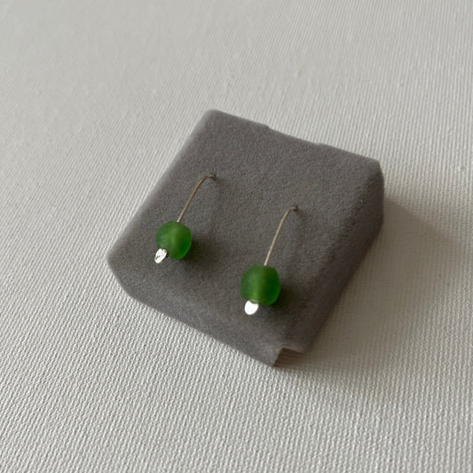 Simple Silver Glass Bead Earrings