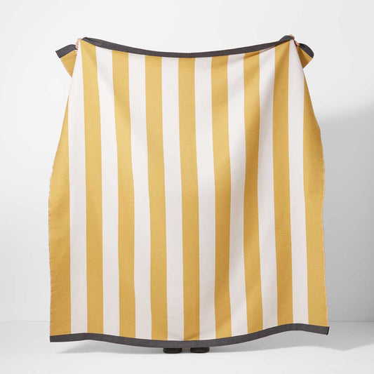 Ian Mankin Devon Stripe Cotton Throw - Charcoal & Ochre