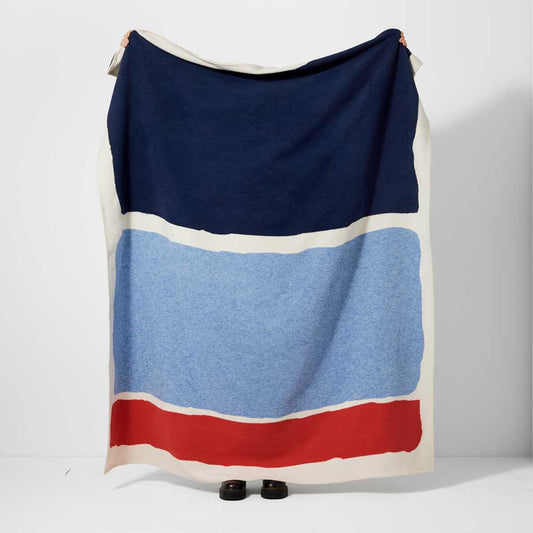 Ian Mankin Milton Cotton Throw - Peony & Airforce