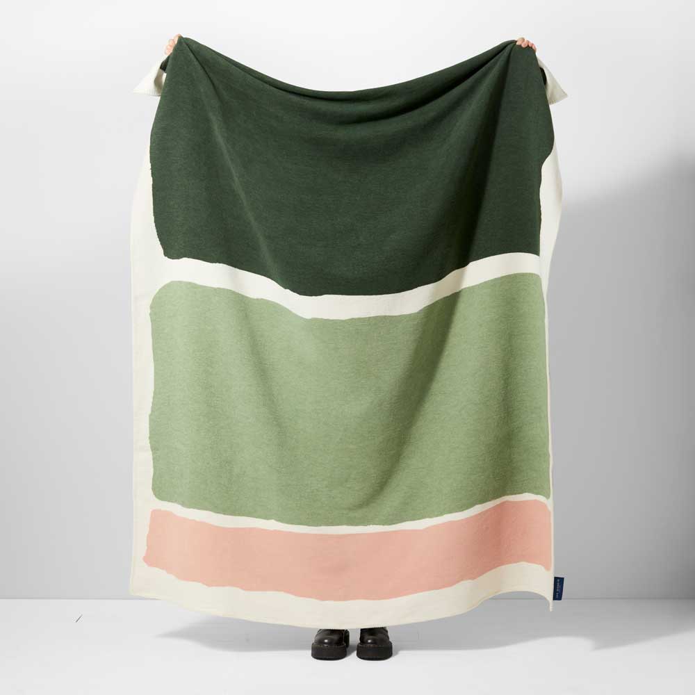 Ian Mankin Milton Cotton Throw - Sage & Pink