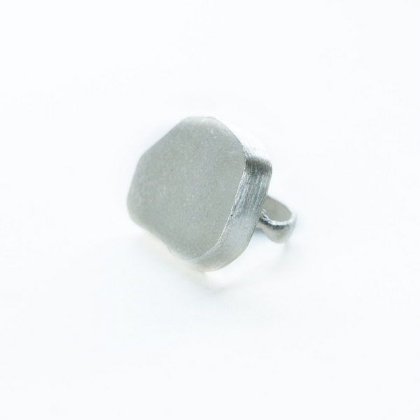 Sarah Drew Large Sea Glass Eco Silver Ring