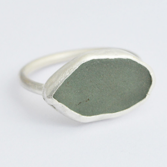 Sarah Drew Medium Sea Glass Eco Silver Ring