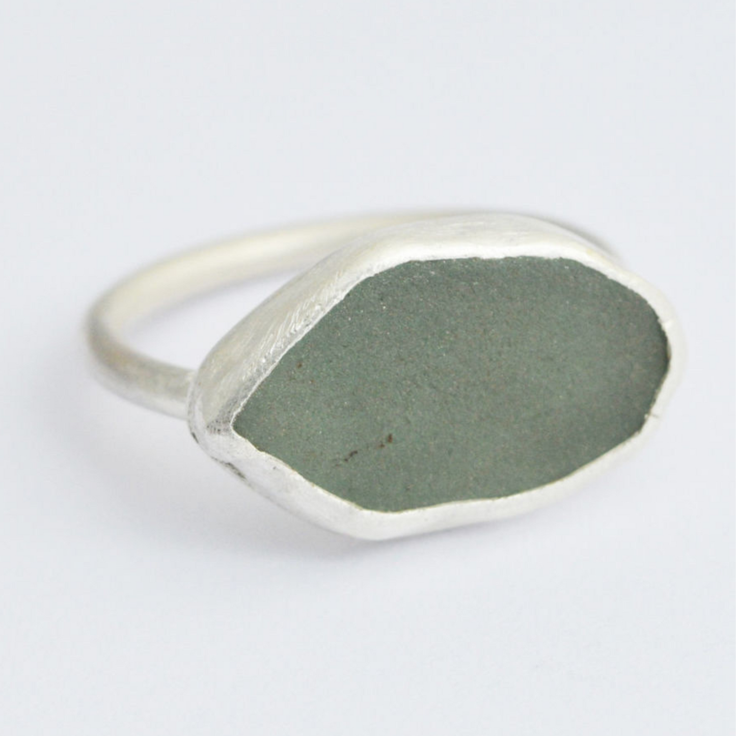 Sarah Drew Small Sea Glass Eco Silver Ring