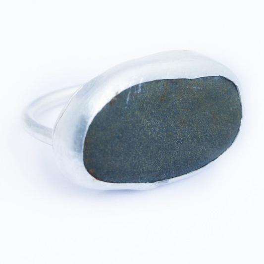 Sarah Drew Small Sea Glass Eco Silver Ring