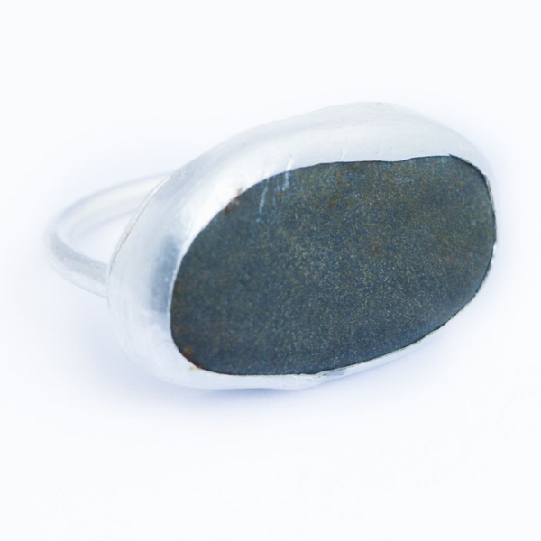 Sarah Drew Medium Sea Glass Eco Silver Ring