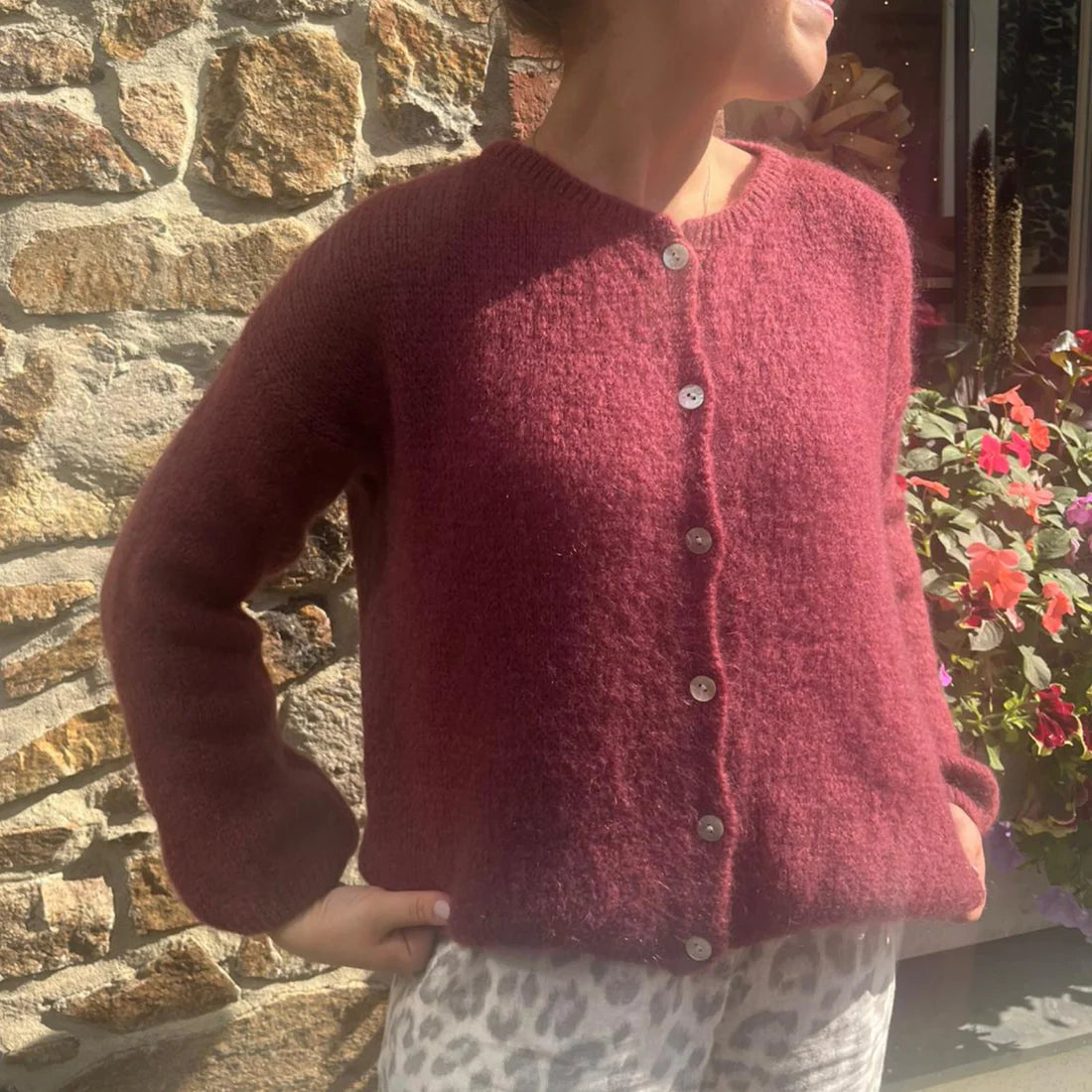 Button Through Mohair Cardigan - Cinnaberry