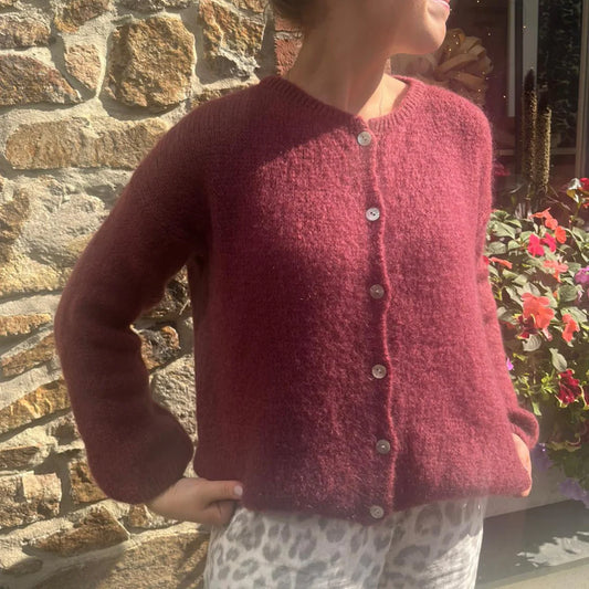 Button Through Mohair Cardigan - Cinnaberry