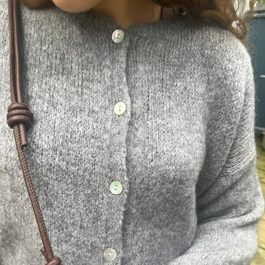 Button Through Mohair Cardigan - Charcoal