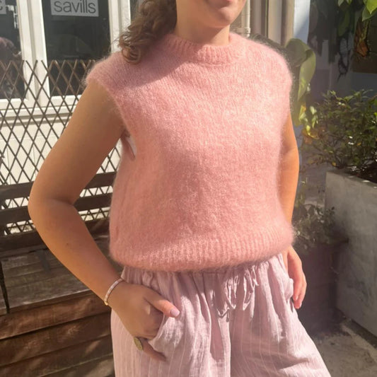 Monika Mohair Blend Crewneck Vest Top - Soft Pink