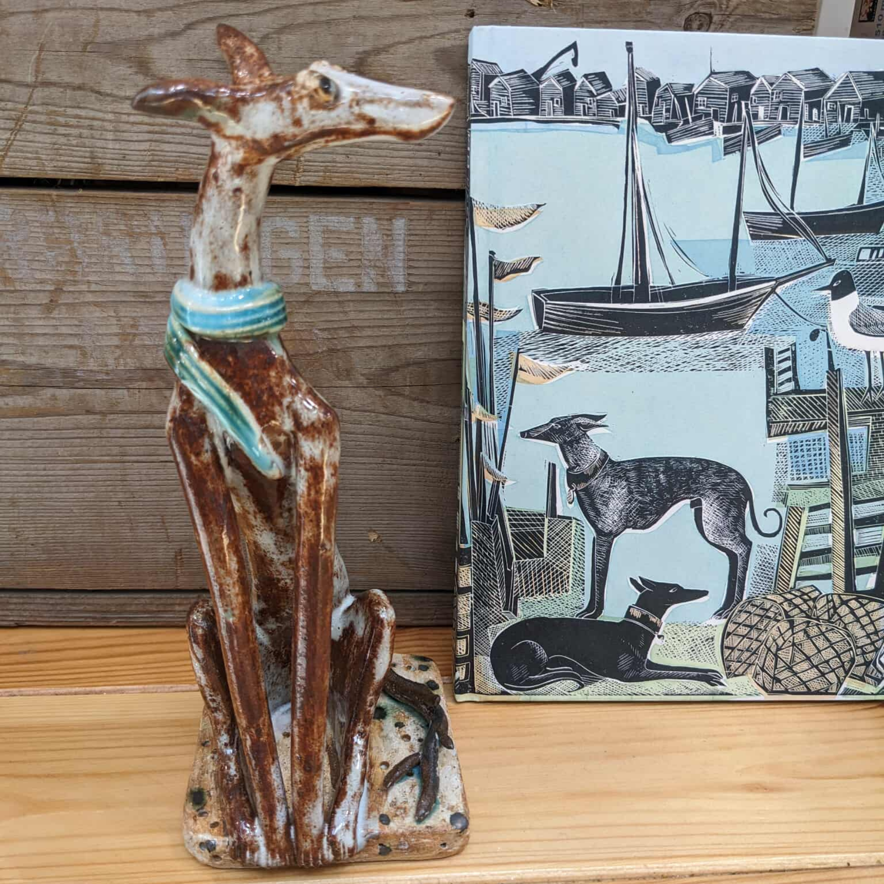 Sitting Brown Dog With Stick - SS126