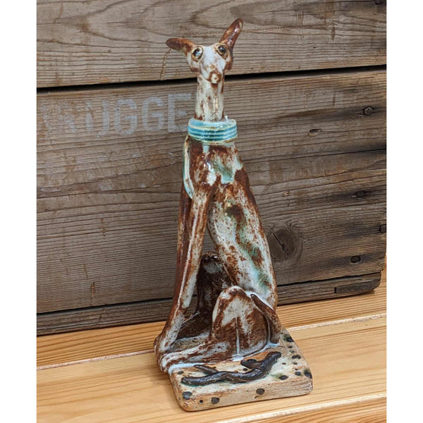 Sitting Brown Dog With Stick - SS126