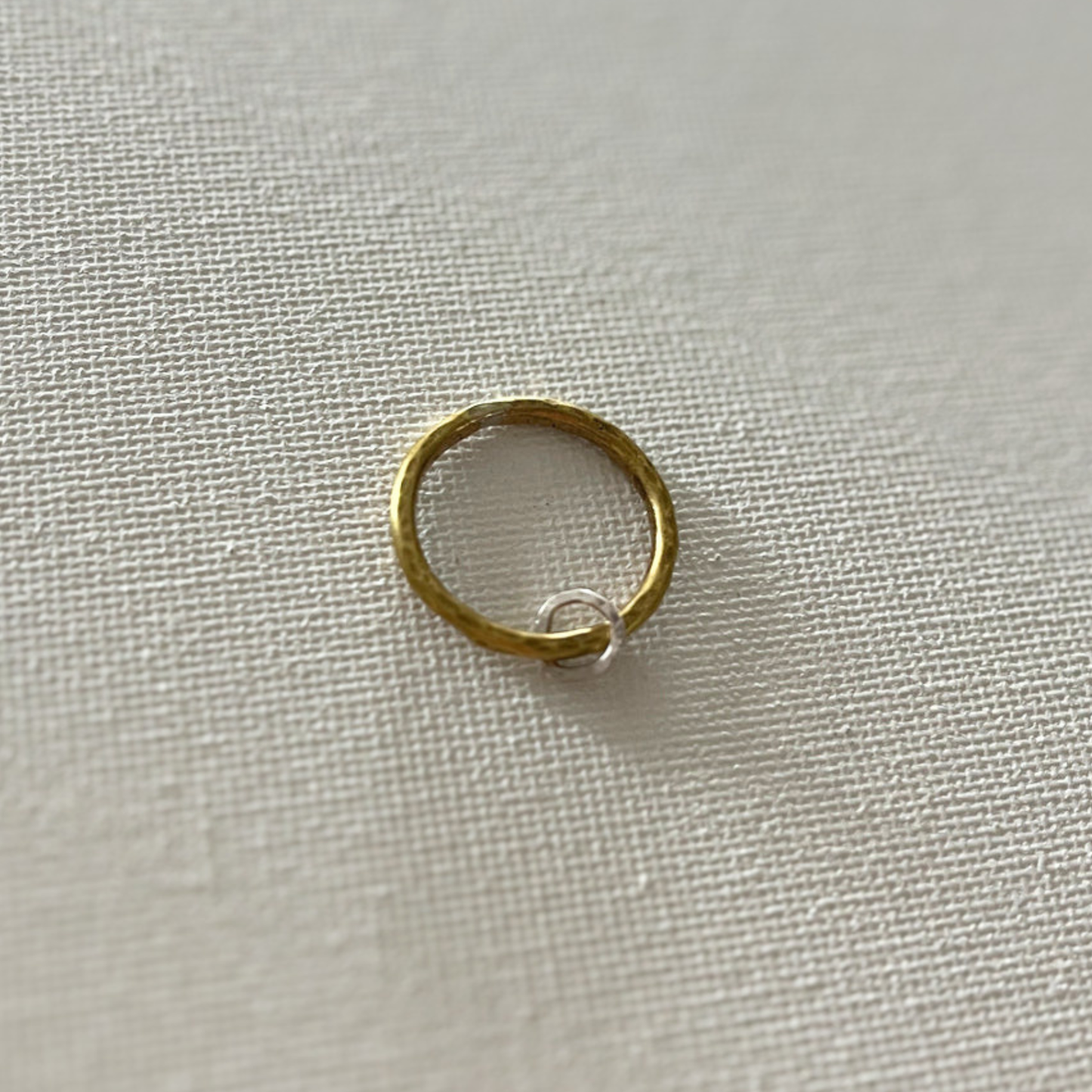 Brass Stacker Ring with Oval Eco-Silver Charm