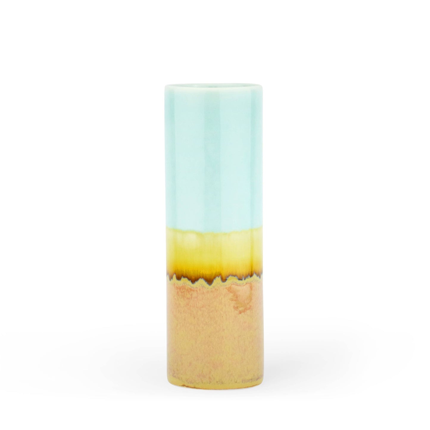 SGW Lab Large Cylinder Vase - Turquoise & Ochre