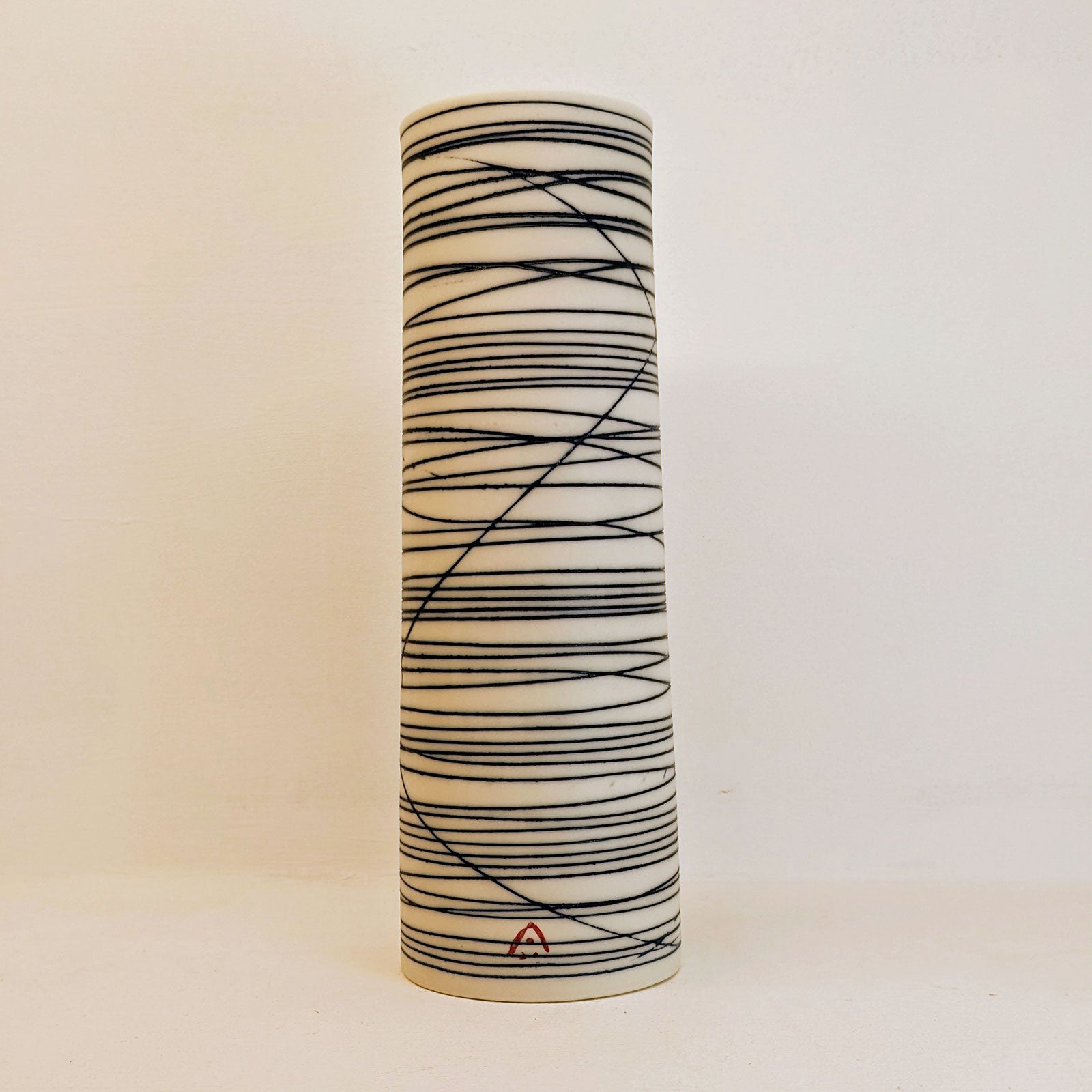 Ali Tomlin Porcelain Cylinder Vase Blue Lines