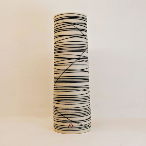 Porcelain Cylinder Vase - Blue Lines