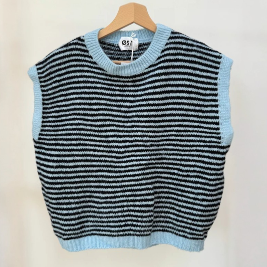 Alma Striped Vest - Blue