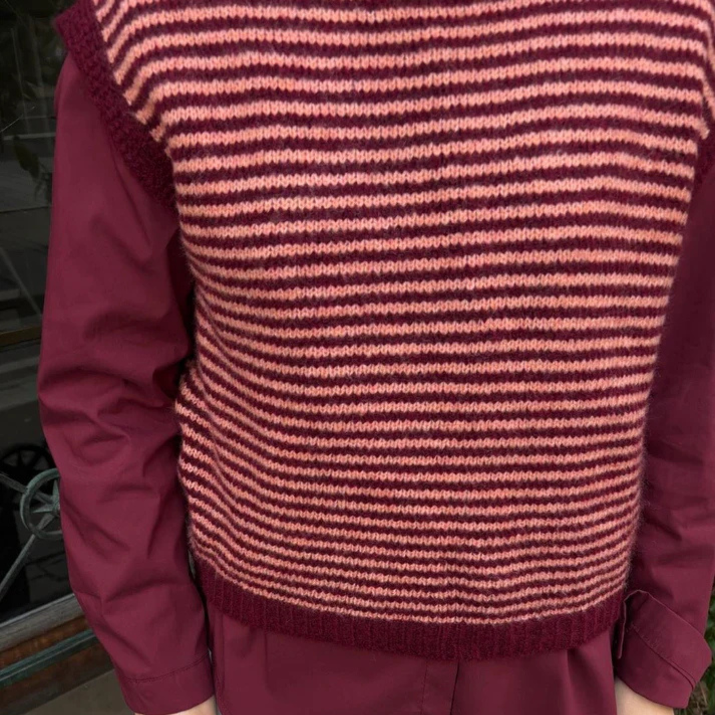 Alma Striped Vest - Burgundy