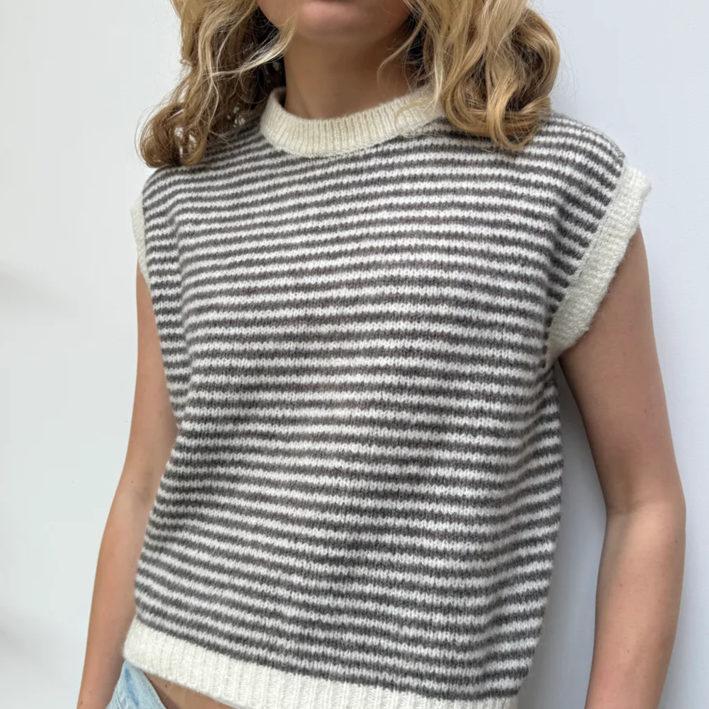 Alma Striped Vest - Cream