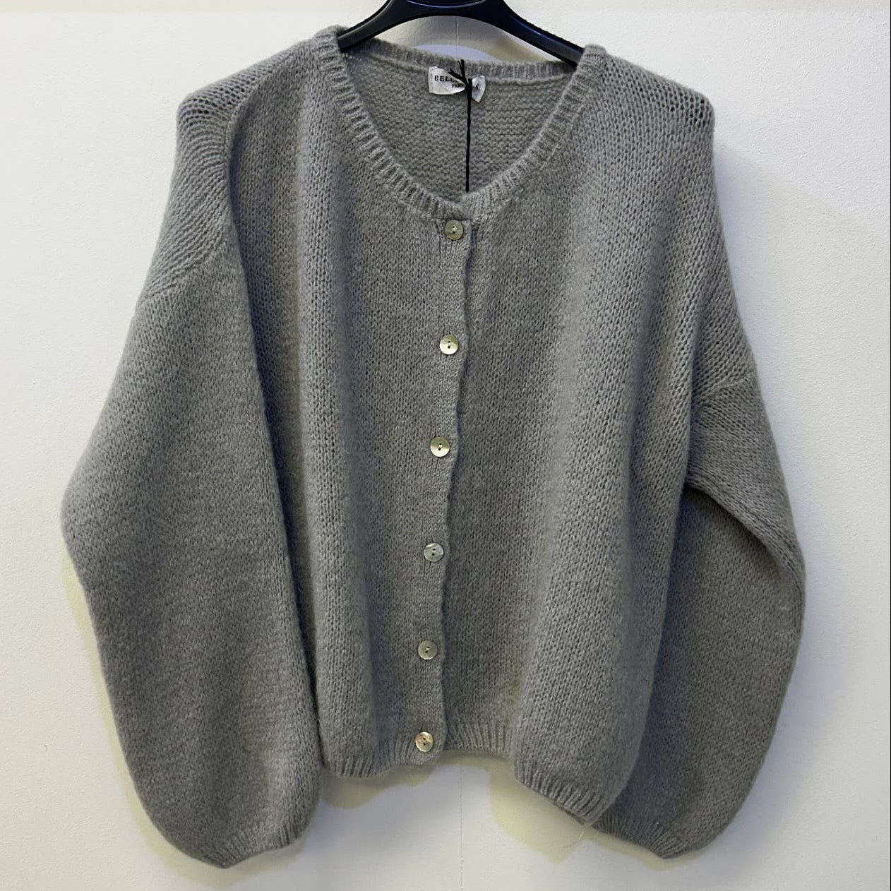 Button Through Mohair Cardigan - Silver