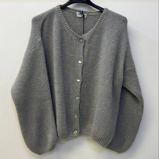 Button Through Mohair Cardigan - Silver